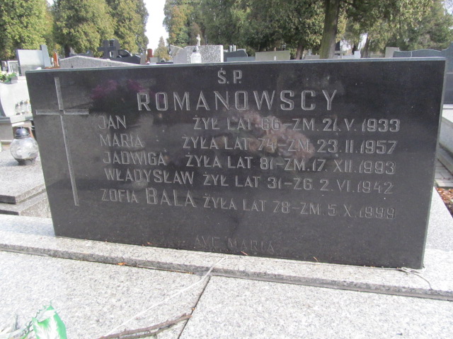 Jadwiga Romanowska Częstochowa Kule - Grobonet - Wyszukiwarka osób pochowanych