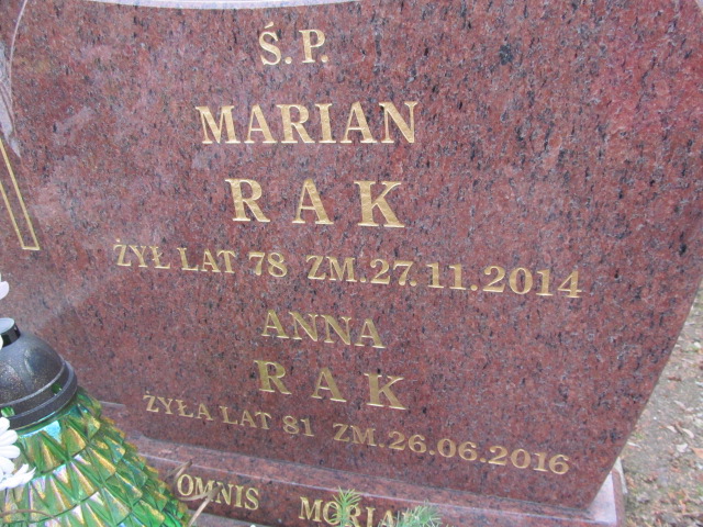 Marian Rak Częstochowa Kule - Grobonet - Wyszukiwarka osób pochowanych