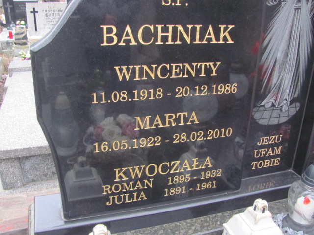 Marta Bachniak 1922 Częstochowa Kule - Grobonet - Wyszukiwarka osób pochowanych
