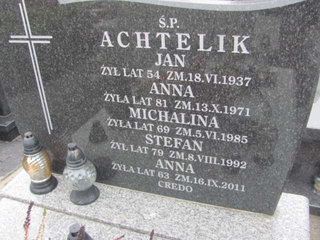 Anna Achtelik Częstochowa Kule - Grobonet - Wyszukiwarka osób pochowanych