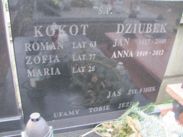 Roman Dziubek 1948 Częstochowa Kule - Grobonet - Wyszukiwarka osób pochowanych