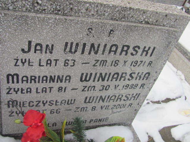 Jan Winiarski Częstochowa Kule - Grobonet - Wyszukiwarka osób pochowanych