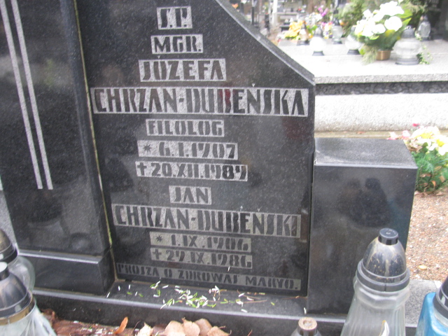 Józefa Chrzan Dubeńska 1907 Częstochowa Kule - Grobonet - Wyszukiwarka osób pochowanych