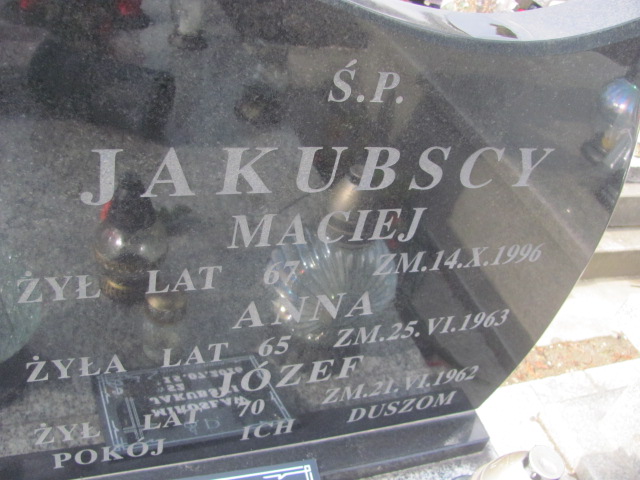 Zdzisław Jakubski 1960 Częstochowa Kule - Grobonet - Wyszukiwarka osób pochowanych